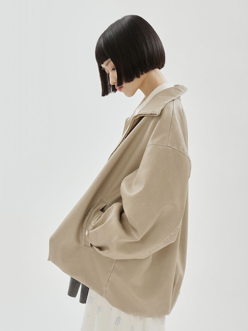 emmi atelier「ウォッシュドフェイクレザーブルゾン」|ブルゾン・スタジャン|