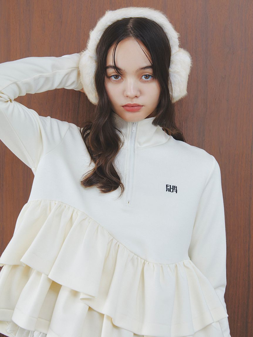 FURFUR「ハーフジップペプラムカットプルオーバー」|スウェット・ジャージ|