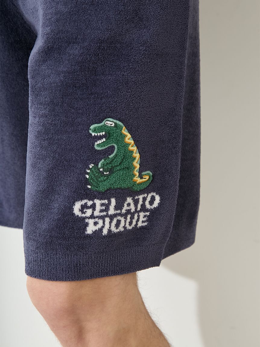 GELATO PIQUE HOMME「【ONLINE限定】【HOMME】エアリーモコスリーピングダイナソージャガードプルオーバー&ハーフパンツセット」|ルームウェア|