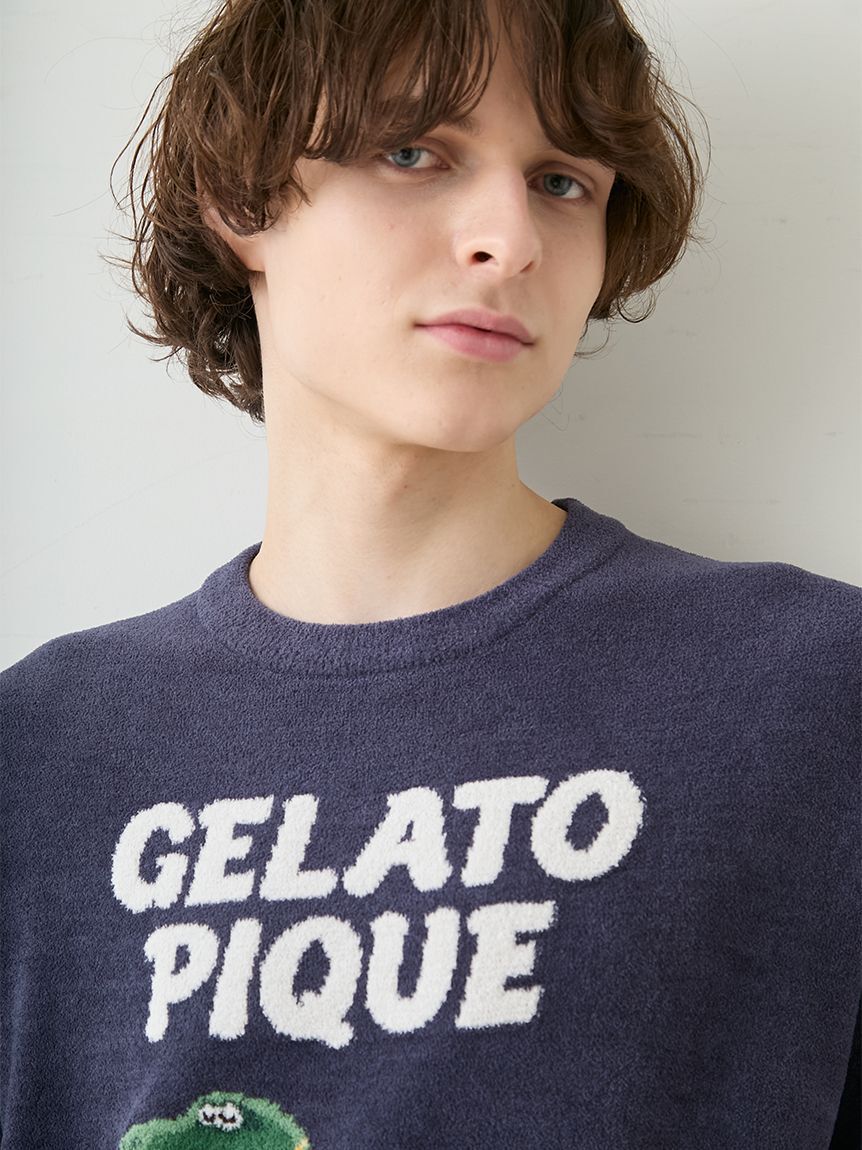 GELATO PIQUE HOMME「【ONLINE限定】【HOMME】エアリーモコスリーピングダイナソージャガードプルオーバー&ハーフパンツセット」|ルームウェア|