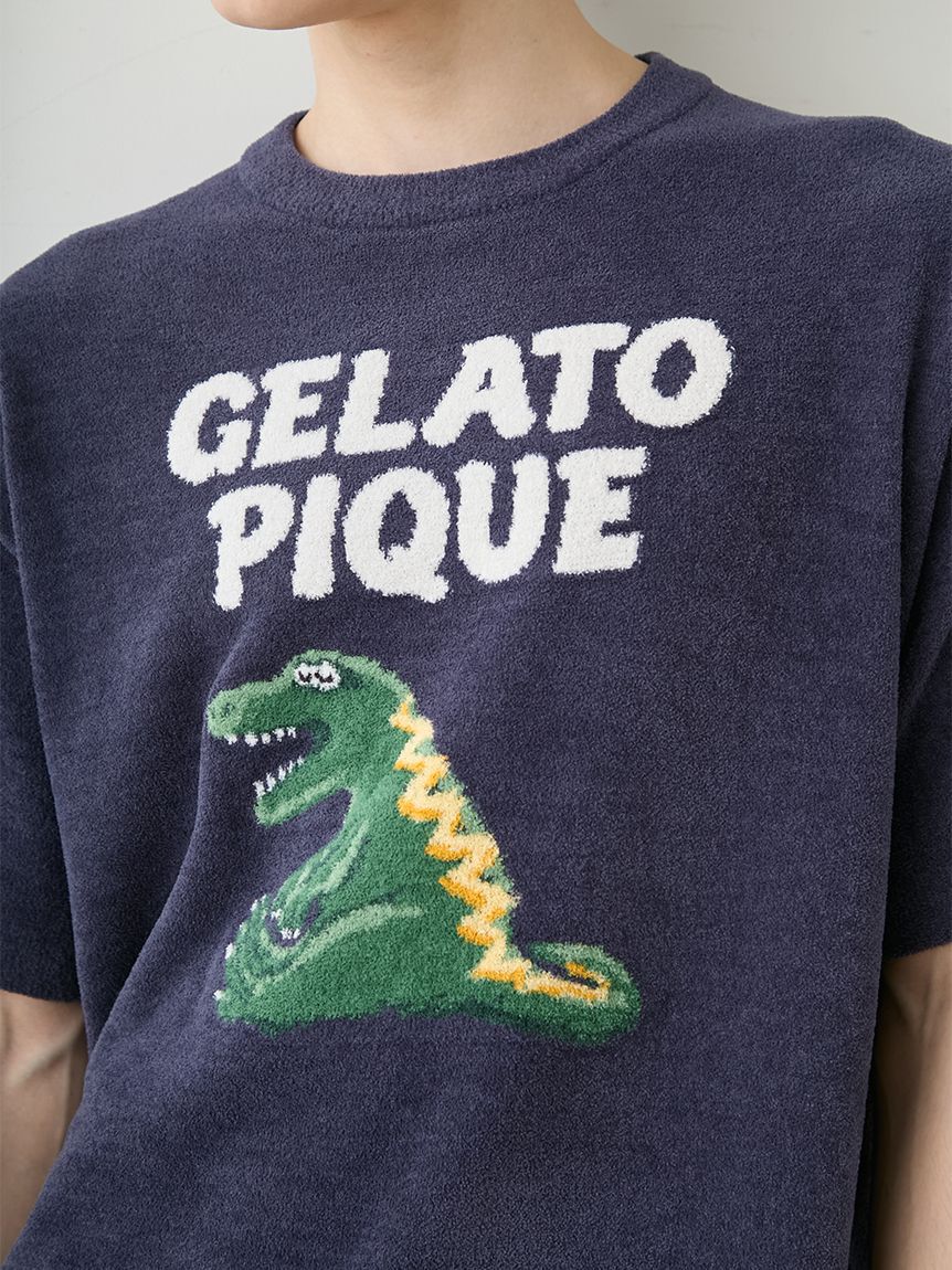 GELATO PIQUE HOMME「【ONLINE限定】【HOMME】エアリーモコスリーピングダイナソージャガードプルオーバー&ハーフパンツセット」|ルームウェア|