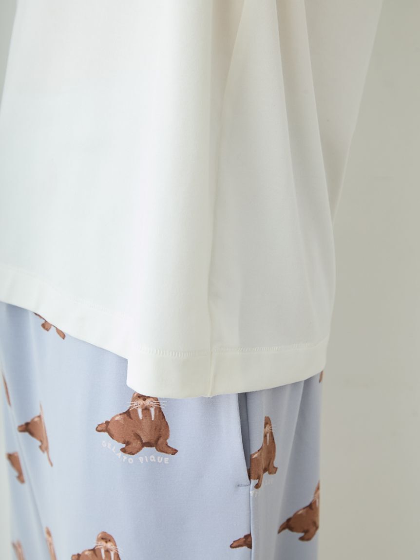 GELATO PIQUE HOMME「【ONLINE限定】【HOMME】【接触冷感】シーアニマル柄ワンポイントTシャツ&ハーフパンツセット」|ルームウェア|