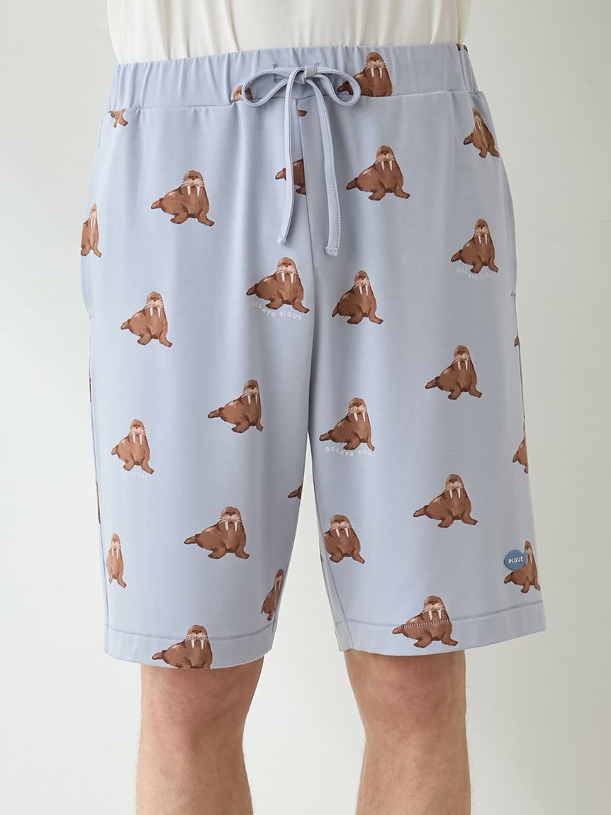 GELATO PIQUE HOMME「【ONLINE限定】【HOMME】【接触冷感】シーアニマル柄ワンポイントTシャツ&ハーフパンツセット」|ルームウェア|