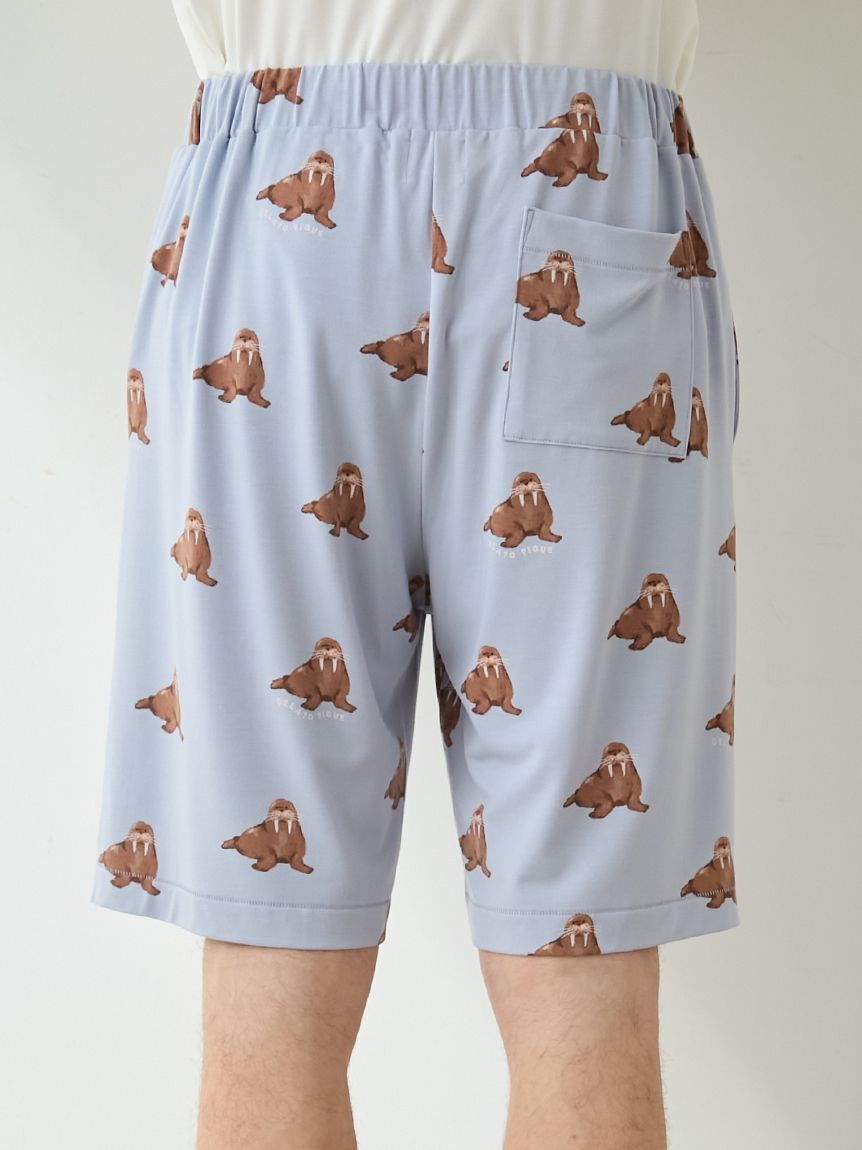 GELATO PIQUE HOMME「【ONLINE限定】【HOMME】【接触冷感】シーアニマル柄ワンポイントTシャツ&ハーフパンツセット」|ルームウェア|