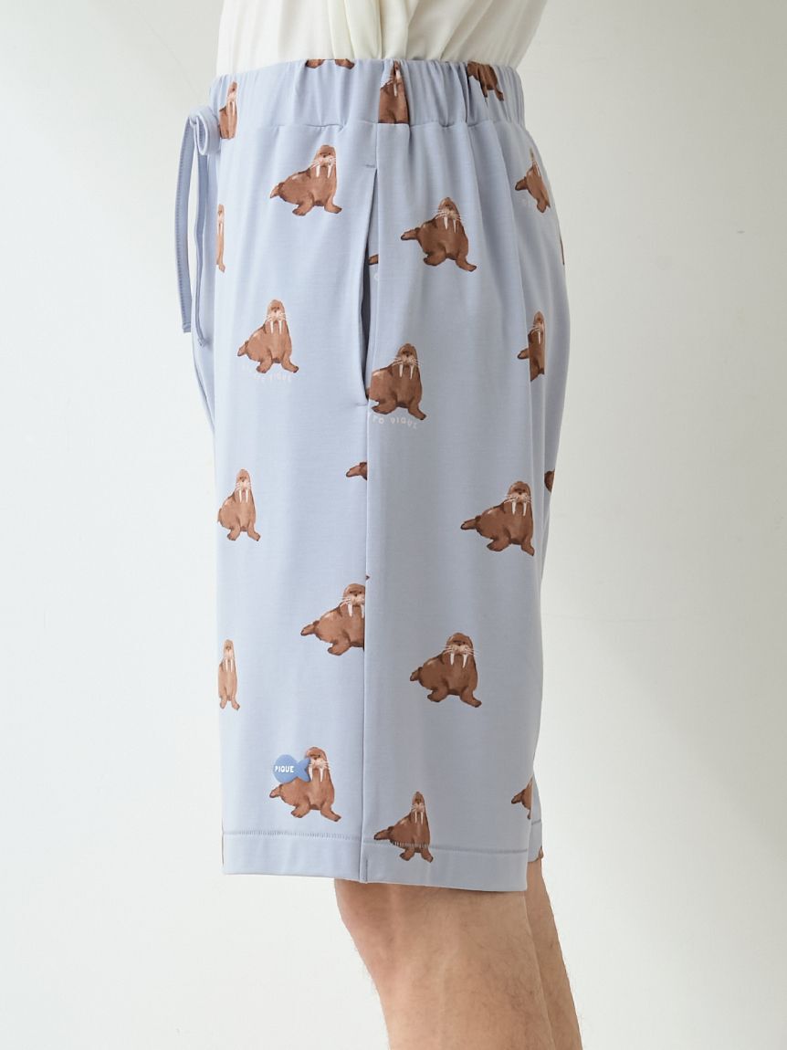 GELATO PIQUE HOMME「【ONLINE限定】【HOMME】【接触冷感】シーアニマル柄ワンポイントTシャツ&ハーフパンツセット」|ルームウェア|