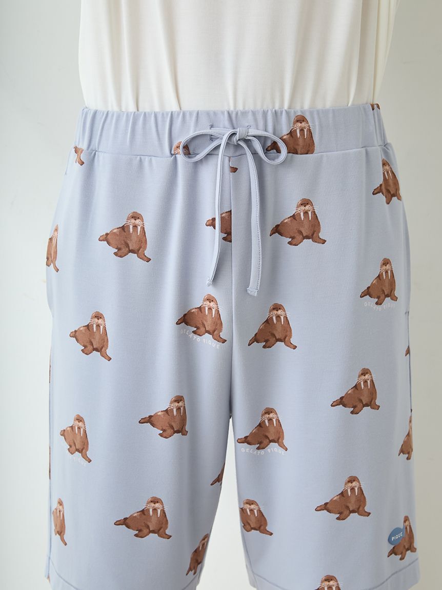 GELATO PIQUE HOMME「【ONLINE限定】【HOMME】【接触冷感】シーアニマル柄ワンポイントTシャツ&ハーフパンツセット」|ルームウェア|