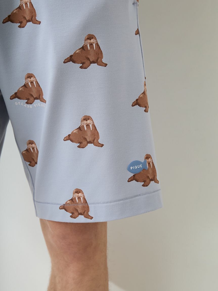 GELATO PIQUE HOMME「【ONLINE限定】【HOMME】【接触冷感】シーアニマル柄ワンポイントTシャツ&ハーフパンツセット」|ルームウェア|