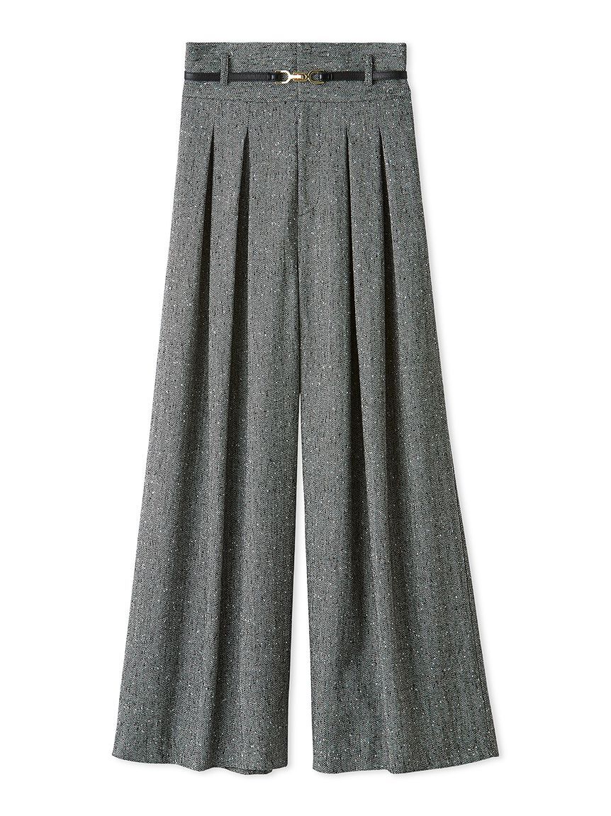 FRAY I.D「【ウォッシャブル】ベルテッドタックワイドハイウエストパンツ」|その他|