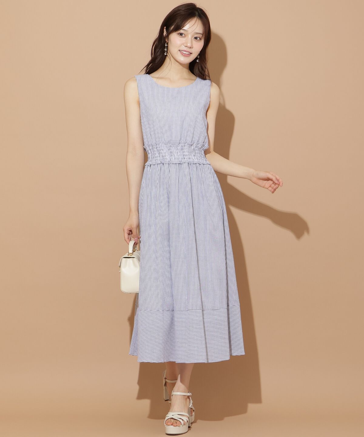 WILLSELECTION「ウエストシャーリングストライプワンピース」|ワンピース|