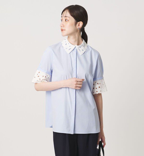 UNITED ARROWS「エンブロイダリー シャツ ブラウス 4WAY」|シャツ・ブラウス|LT.BLUE