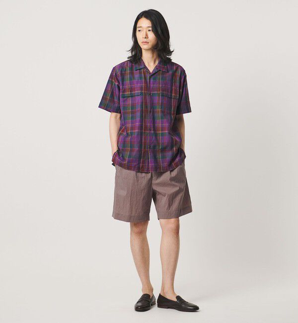 UNITED ARROWS「コットン/リネン ダークマドラスチェック オープンカラーシャツ」|シャツ・ブラウス|