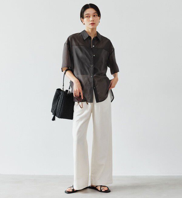 UNITED ARROWS green label relaxing「BREEZE LINEN ブリーズリネン ワイド パンツ オフホワイト ドット」|その他|