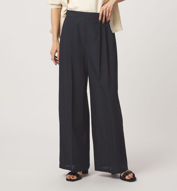 UNITED ARROWS green label relaxing「ボイル 2タック イージー ワイドパンツ マシンウォッシャブル 吸水速乾 通気性」|スラックス|NAVY