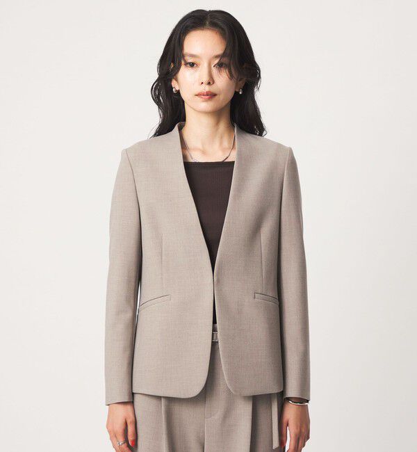 UNITED ARROWS green label relaxing「［size SHORT/TALLあり］ライト ダブルクロス ノーラペル ジャケット」|ノーカラージャケット|