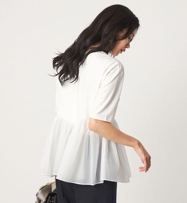 UNITED ARROWS green label relaxing「シアー コンビ 5分袖 プルオーバー カットソー」|Tシャツ・カットソー|