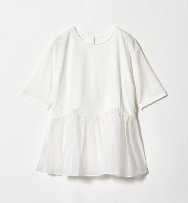UNITED ARROWS green label relaxing「シアー コンビ 5分袖 プルオーバー カットソー」|Tシャツ・カットソー|