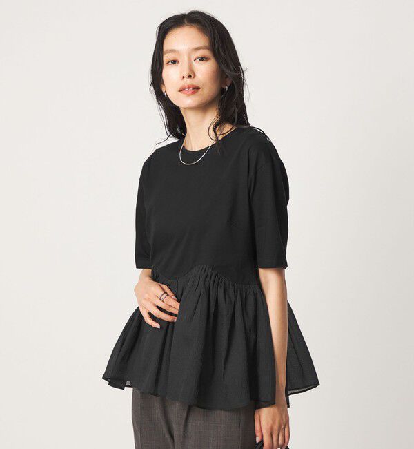 UNITED ARROWS green label relaxing「シアー コンビ 5分袖 プルオーバー カットソー」|Tシャツ・カットソー|