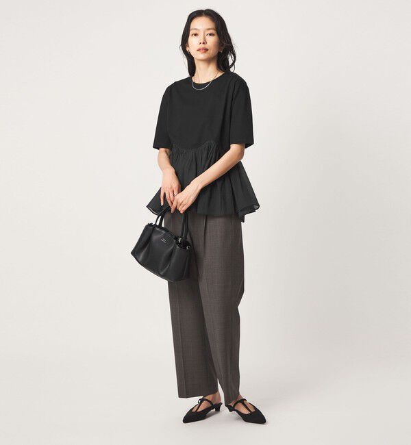 UNITED ARROWS green label relaxing「シアー コンビ 5分袖 プルオーバー カットソー」|Tシャツ・カットソー|