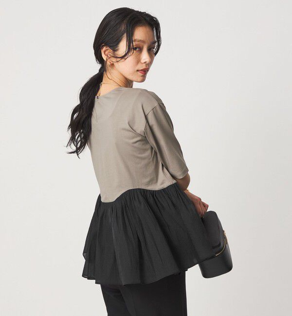 UNITED ARROWS green label relaxing「シアー コンビ 5分袖 プルオーバー カットソー」|Tシャツ・カットソー|