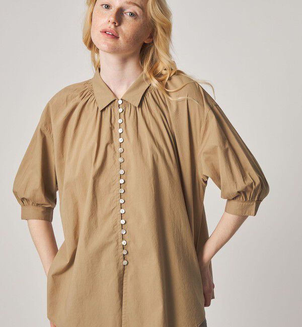 STEVEN ALAN「＜Steven Alan＞コットン ポプリン ギャザー ブラウス」|シャツ・ブラウス|