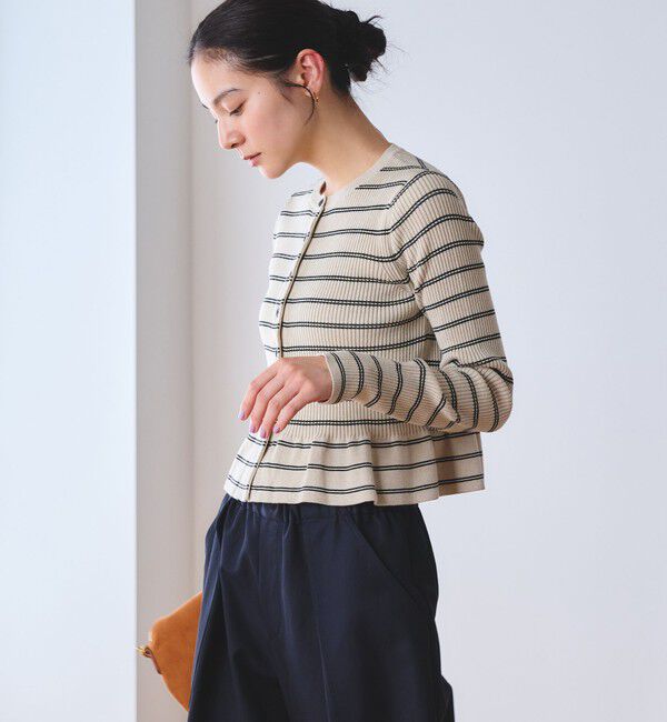 BEAUTY&YOUTH UNITED ARROWS「【WEB限定 Wardrobe DAILY MINIMAL】ボーダー ペプラムニットカーディガン」|カーディガン|NATURAL