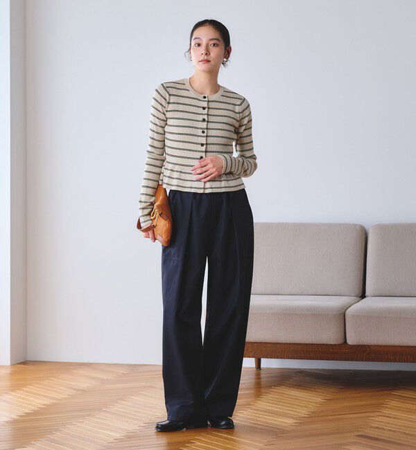 BEAUTY&YOUTH UNITED ARROWS「【WEB限定 Wardrobe DAILY MINIMAL】ボーダー ペプラムニットカーディガン」|カーディガン|