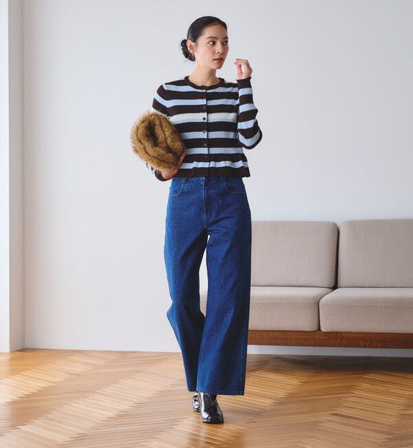 BEAUTY&YOUTH UNITED ARROWS「【WEB限定 Wardrobe DAILY MINIMAL】ボーダー ペプラムニットカーディガン」|カーディガン|
