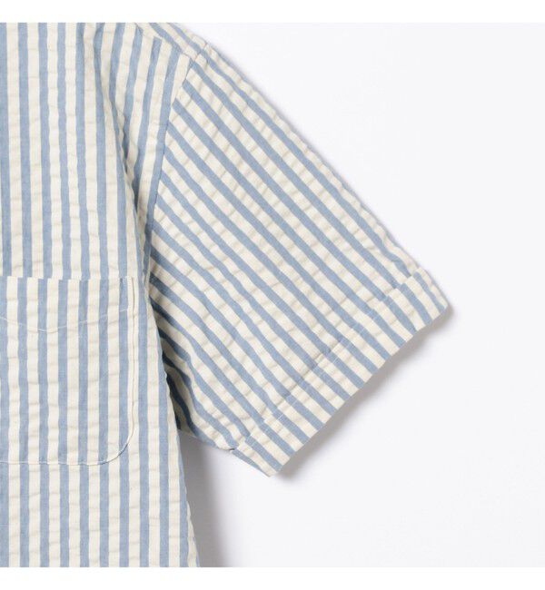 BEAMS PLUS「BEAMS PLUS / インディゴ シアサッカー ブルオーバー ショートスリーブ ボタンダウン シャツ」|シャツ・ブラウス|