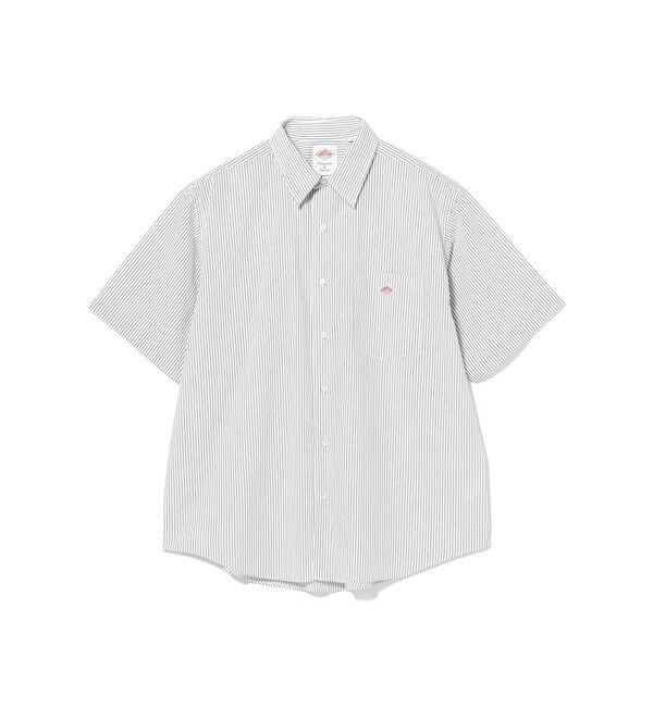 BEAMS「BEAMS｜【別注】DANTON / ショートスリーブシャツ｜半袖シャツ｜ダントン｜シワになりにくい 清涼感 」|シャツ・ブラウス|WHITE&times;NAVY
