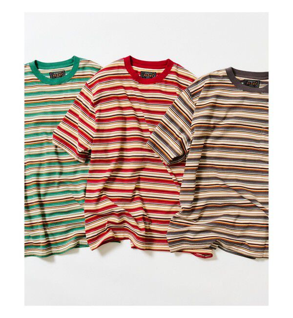 BEAMS PLUS「Pocket Tee Multi Stripe Tee」|Tシャツ・カットソー|