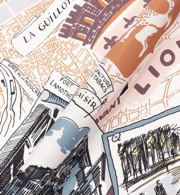 TOMORROWLAND GOODS「ATELIER TOMORROW CITY MAP シルクスカーフ」|バンダナ・スカーフ|