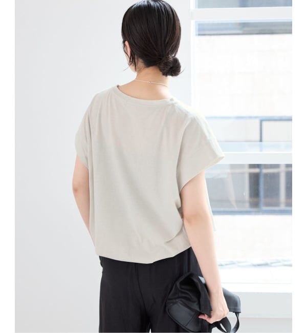 IENA「《接触冷感》フレンチタックスリーブ ドロストTシャツ」|Tシャツ・カットソー|