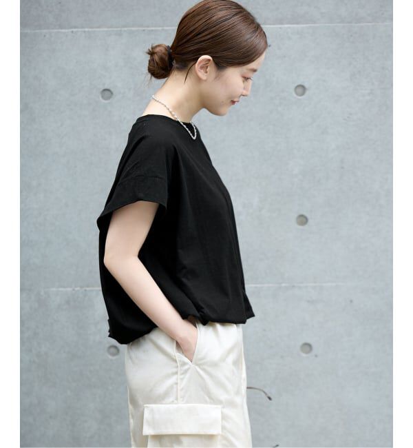 IENA「《接触冷感》フレンチタックスリーブ ドロストTシャツ」|Tシャツ・カットソー|