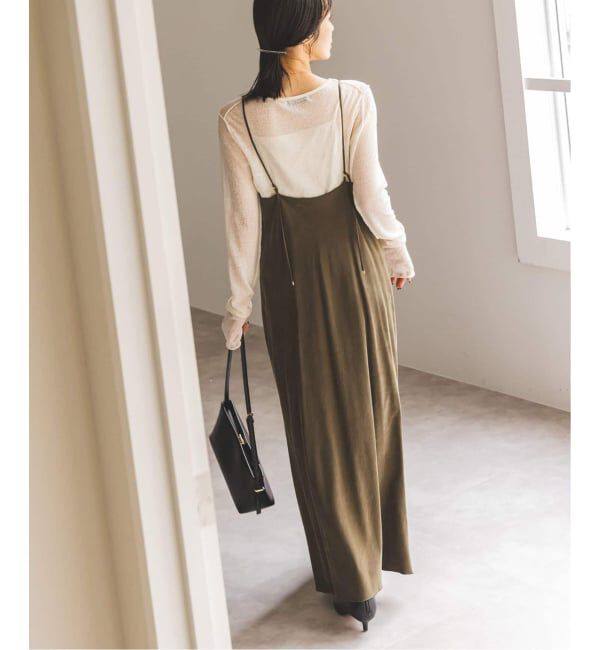 NOBLE「《追加・新色》【洗える】ワイドVネックフィブリルキャミワンピース」|ワンピース|