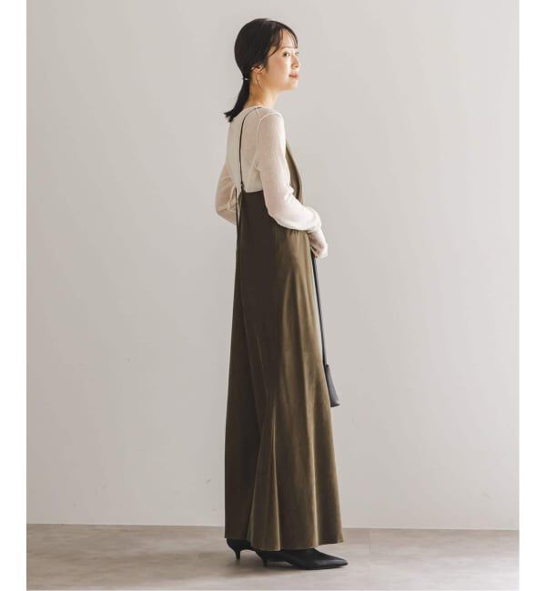 NOBLE「《追加・新色》【洗える】ワイドVネックフィブリルキャミワンピース」|ワンピース|