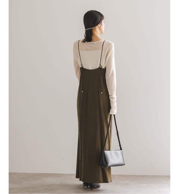 NOBLE「《追加・新色》【洗える】ワイドVネックフィブリルキャミワンピース」|ワンピース|