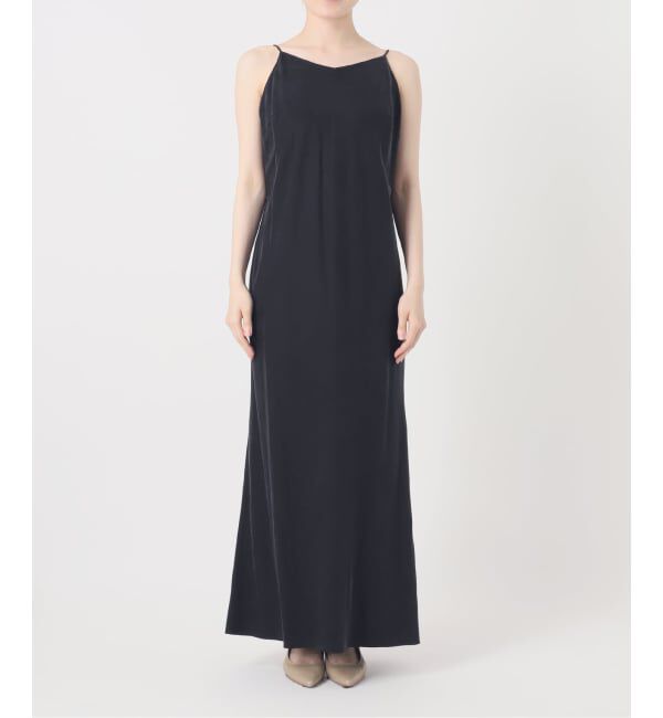 NOBLE「《追加・新色》【洗える】ワイドVネックフィブリルキャミワンピース」|ワンピース|