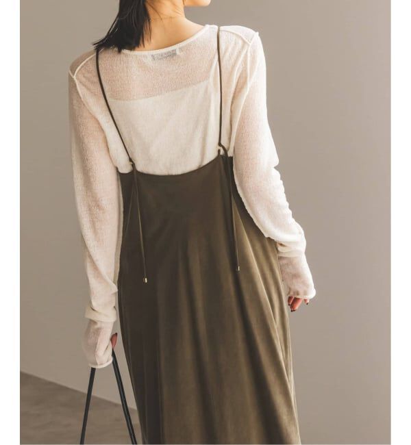 NOBLE「《追加・新色》【洗える】ワイドVネックフィブリルキャミワンピース」|ワンピース|