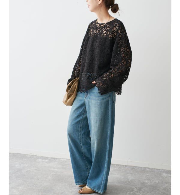 Spick and Span「《セットアップ可》brushed lace ブラウス」|シャツ・ブラウス|