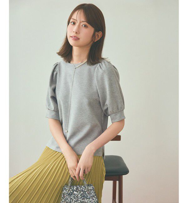 ANY SIS「シャイニーラメパフスリーブ カットソー」|Tシャツ・カットソー|シルバー