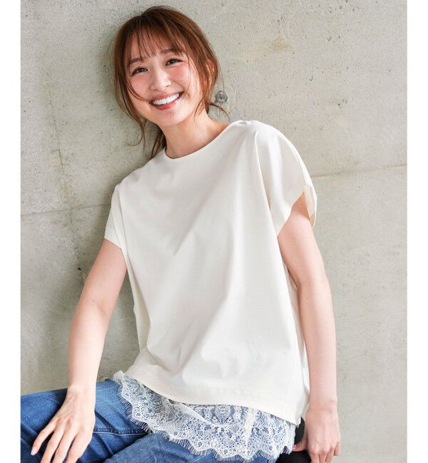ANY SIS「【シルクタッチさら魅せTシャツ】後ろコクーン プルオーバー」|Tシャツ・カットソー|アイボリー