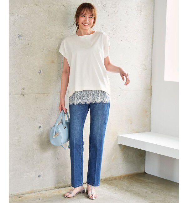 ANY SIS「【シルクタッチさら魅せTシャツ】後ろコクーン プルオーバー」|Tシャツ・カットソー|