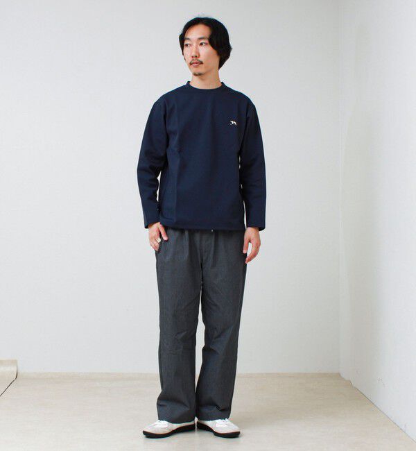 GLOSTER「【フレブル刺繍】フレンチブルドッグ刺繍 杢ダンボールロンT」|Tシャツ・カットソー|