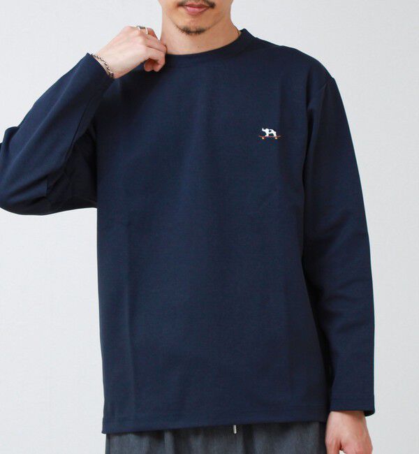 GLOSTER「【フレブル刺繍】フレンチブルドッグ刺繍 杢ダンボールロンT」|Tシャツ・カットソー|