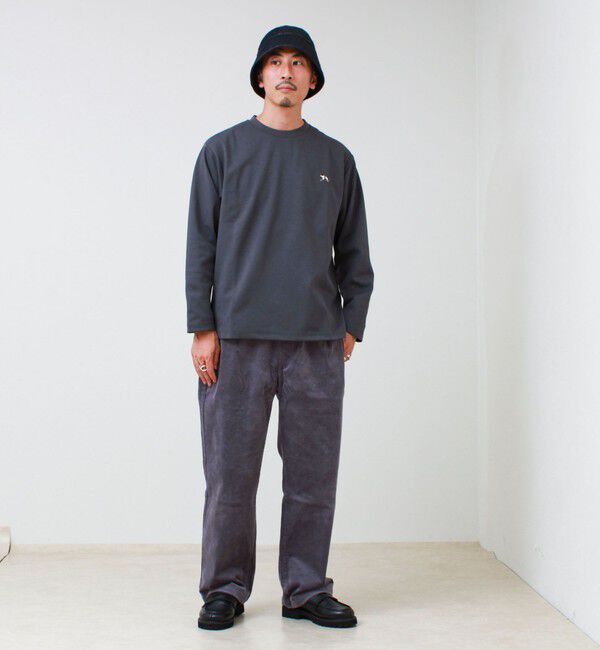 GLOSTER「【フレブル刺繍】フレンチブルドッグ刺繍 杢ダンボールロンT」|Tシャツ・カットソー|
