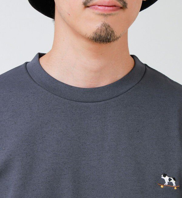 GLOSTER「【フレブル刺繍】フレンチブルドッグ刺繍 杢ダンボールロンT」|Tシャツ・カットソー|
