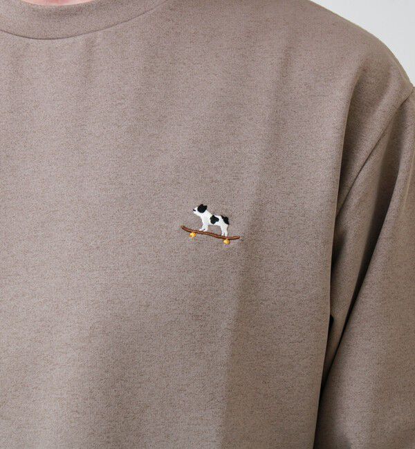 GLOSTER「【フレブル刺繍】フレンチブルドッグ刺繍 杢ダンボールロンT」|Tシャツ・カットソー|
