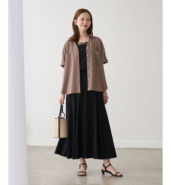Rope&rsquo;Picnic「【ちゃんと+かわいい保証】カットジョーゼット スキッパー ブラウス UVケア 接触冷感 防シワ」|シャツ・ブラウス|