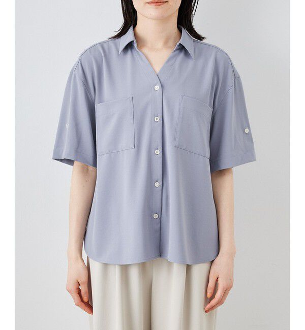 Rope&rsquo;Picnic「【ちゃんと+かわいい保証】カットジョーゼット スキッパー ブラウス UVケア 接触冷感 防シワ」|シャツ・ブラウス|