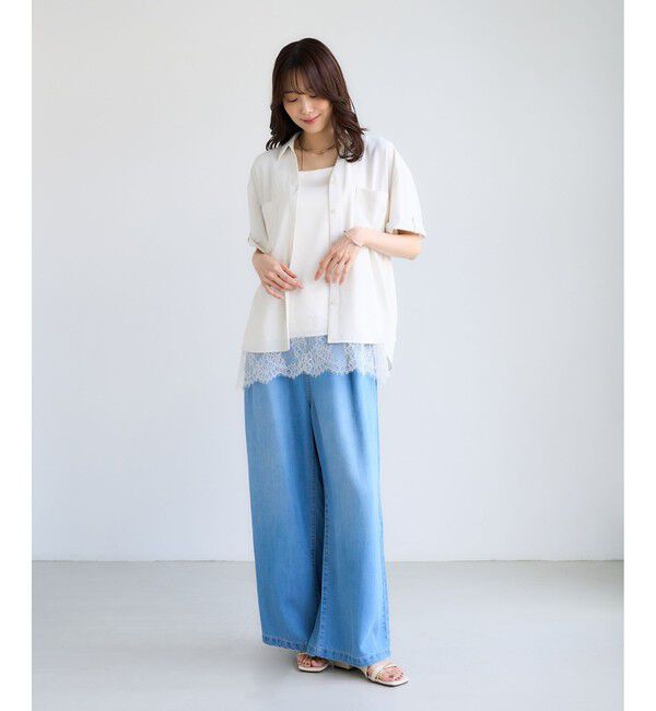Rope&rsquo;Picnic「【ちゃんと+かわいい保証】カットジョーゼット スキッパー ブラウス UVケア 接触冷感 防シワ」|シャツ・ブラウス|